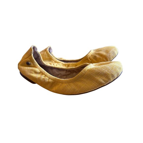 IMUS MACABEE Folding Flats - size 8 mustard yellow canvas - Picture 2 of 6